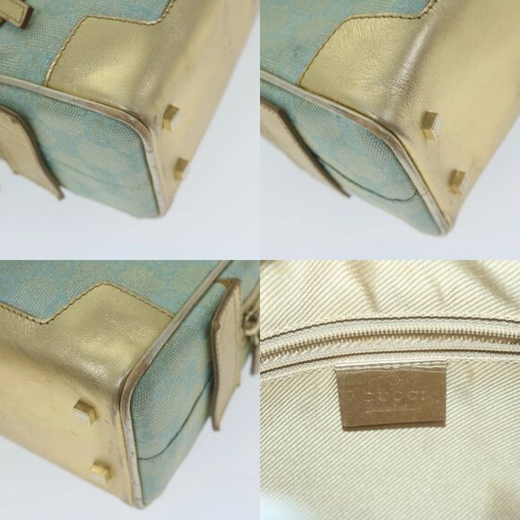 GUCCI GG Canvas Hand Bag Light Blue Gold Tone Auth ac2720 - Picture 15 of 15